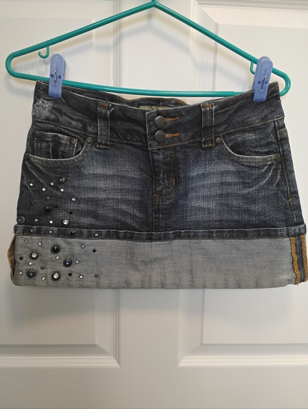 HINT JEANS Vintage Y2K Embellished Micro Mini Skirt SIZE 1